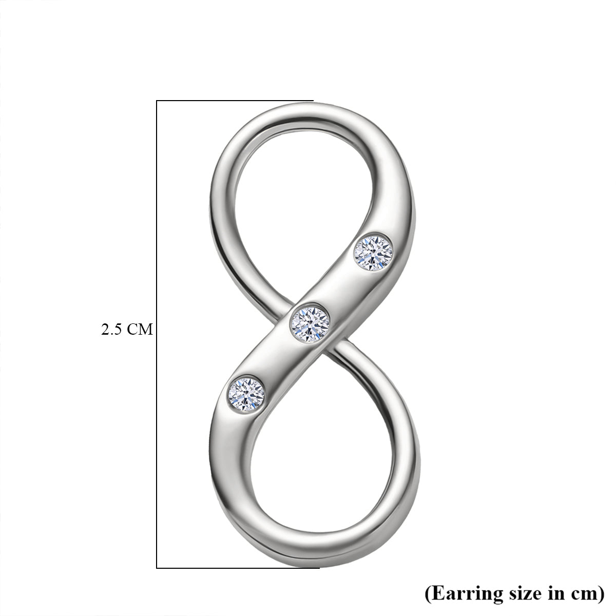 LUXURIANT Lab Grown Diamond Infinity Earring with Push Back in Rhodium Overlay Sterling Silver 0.20 Ct. V32521849 6