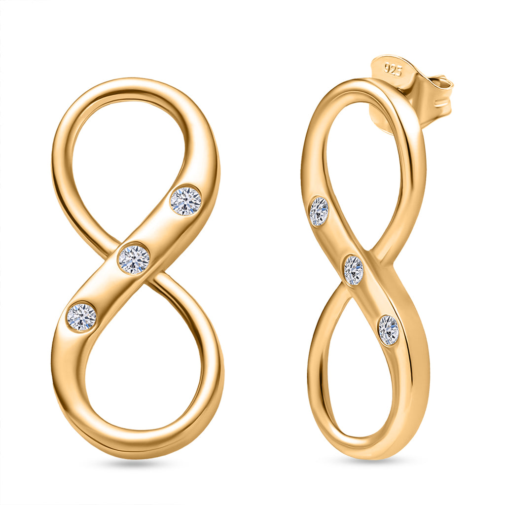 Luxuriant SI-G/H Lab Grown Diamond Infinity Earring with Push Back in 18K Vermeil Yellow Gold Plated Sterling Silver_8192148