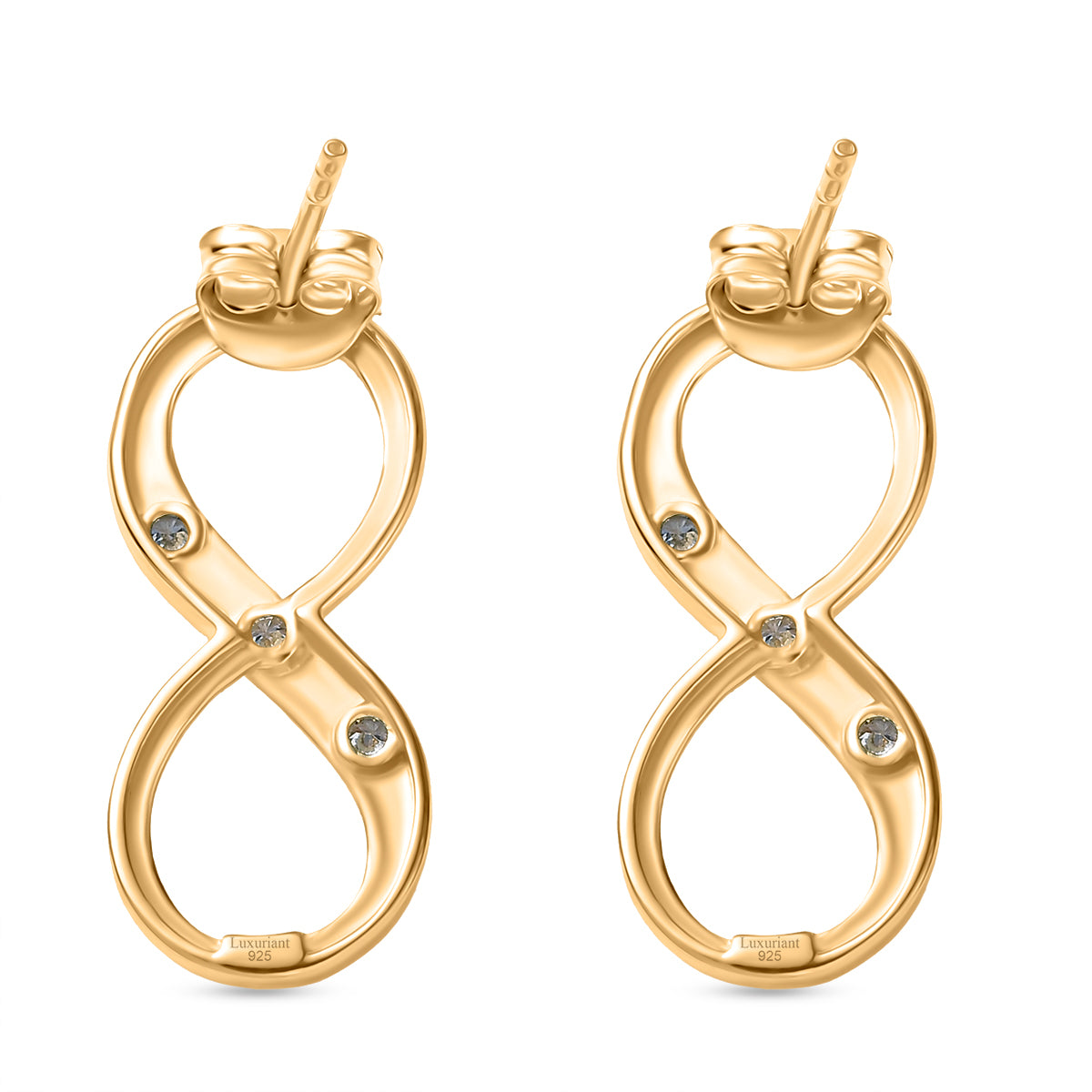 LUXURIANT Lab Grown Diamond Infinity Earring with Push Back in 18K Yellow Gold Vermeil Sterling Silver 0.20 Ct. V32516461 5