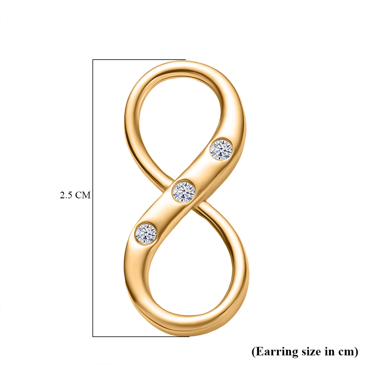 LUXURIANT Lab Grown Diamond Infinity Earring with Push Back in 18K Yellow Gold Vermeil Sterling Silver 0.20 Ct. V32516461 6