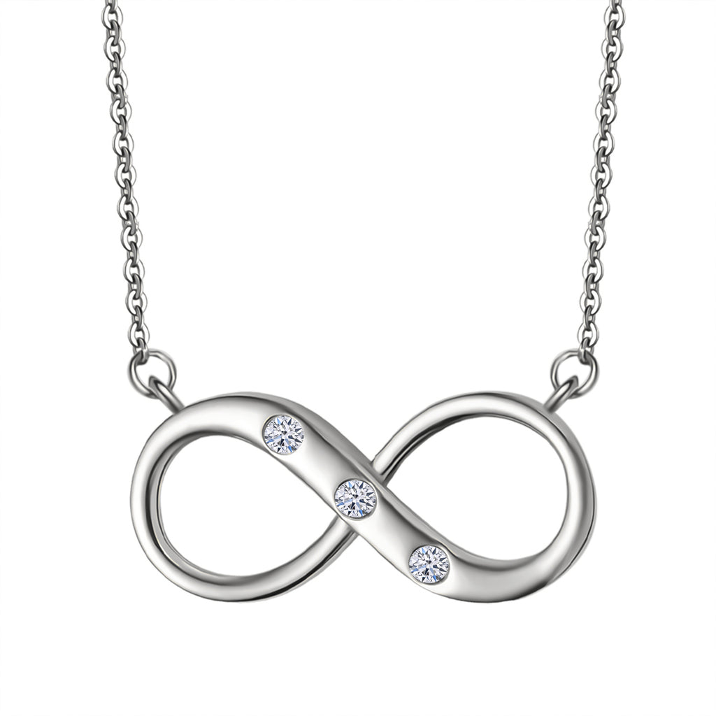 Luxuriant Lab Grown Diamond (SI-G/H) Infinity Necklace (Size - 20) with Lobster Clasp in Rhodium Overlay Sterling Silver_8192178