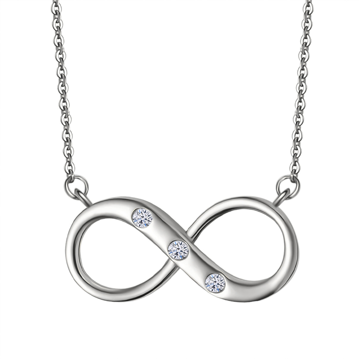 LUXURIANT Lab Grown Diamond Infinity Necklace (Size - 20) in Rhodium Overlay Sterling Silver 8192178 0