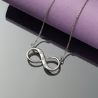 Luxuriant Lab Grown Diamond (SI-G/H) Infinity Necklace (Size - 20) with Lobster Clasp in Rhodium Overlay Sterling Silver_8192178_1
