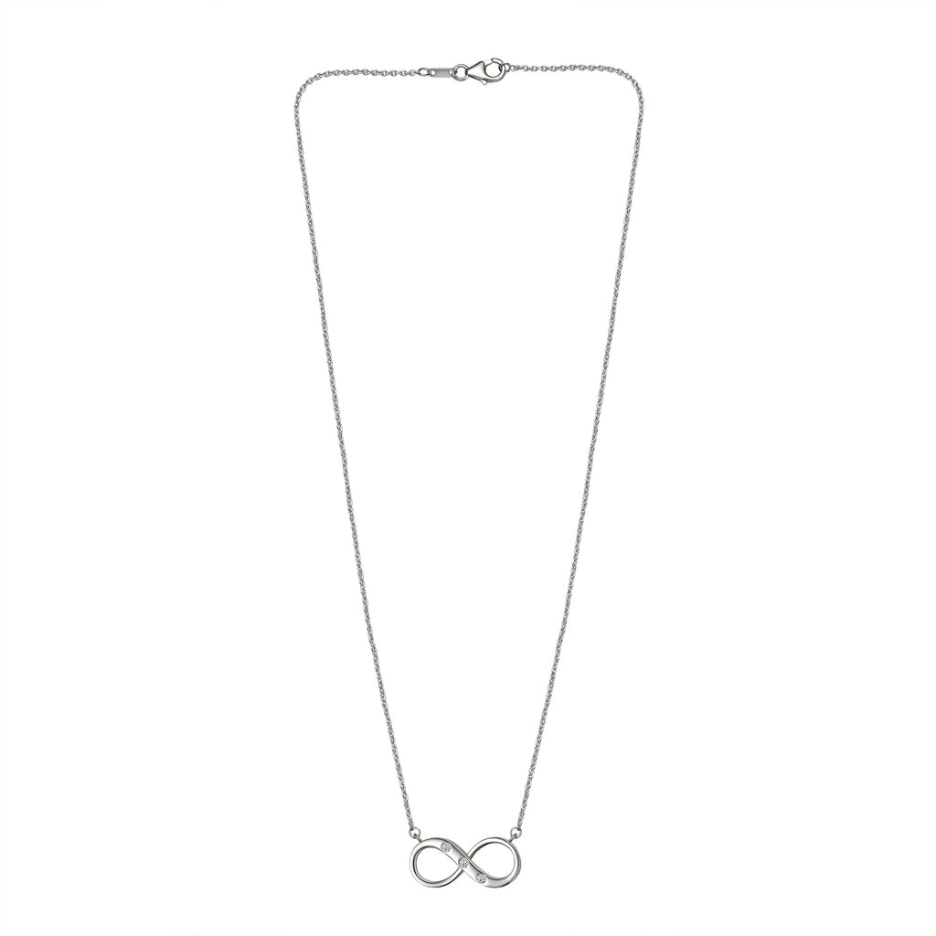 Luxuriant Lab Grown Diamond (SI-G/H) Infinity Necklace (Size - 20) with Lobster Clasp in Rhodium Overlay Sterling Silver_8192178_3