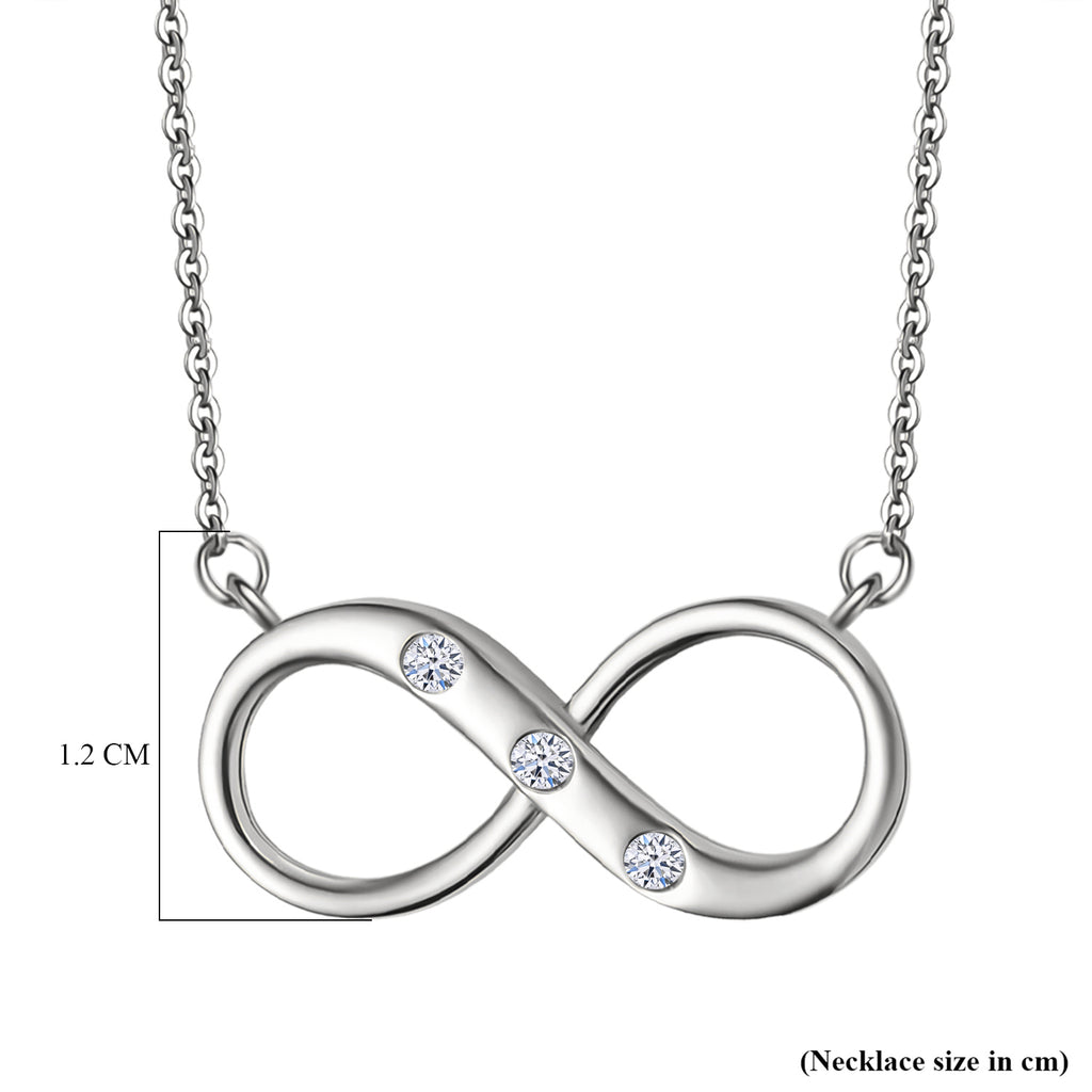 Luxuriant Lab Grown Diamond (SI-G/H) Infinity Necklace (Size - 20) with Lobster Clasp in Rhodium Overlay Sterling Silver_8192178_5