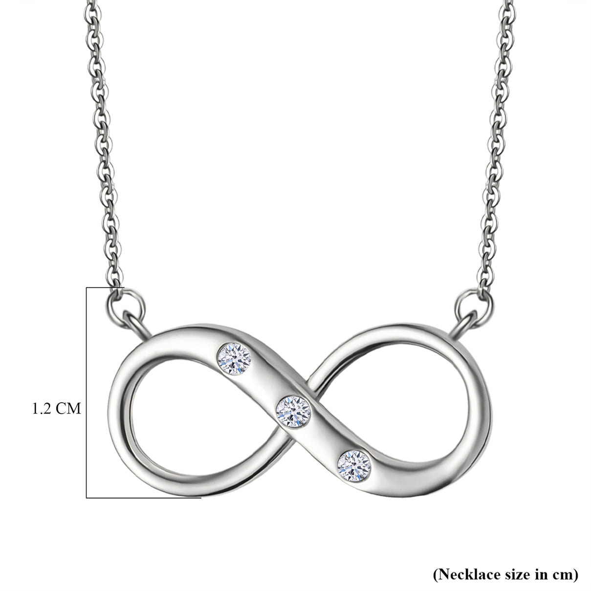 LUXURIANT Lab Grown Diamond Infinity Necklace (Size - 20) in Rhodium Overlay Sterling Silver 8192178 6