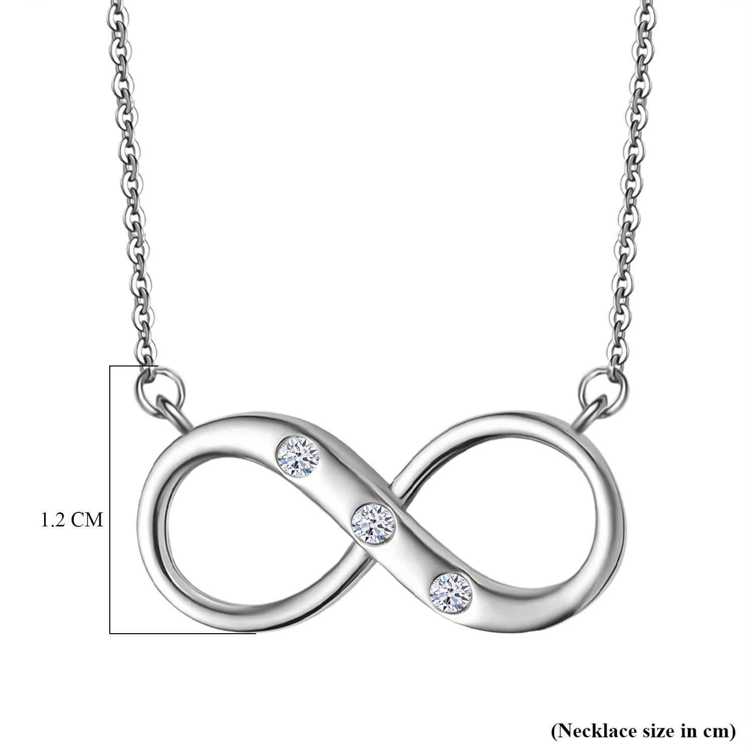 LUXURIANT Lab Grown Diamond Infinity Necklace (Size - 20) in Rhodium Overlay Sterling Silver 8192178 6