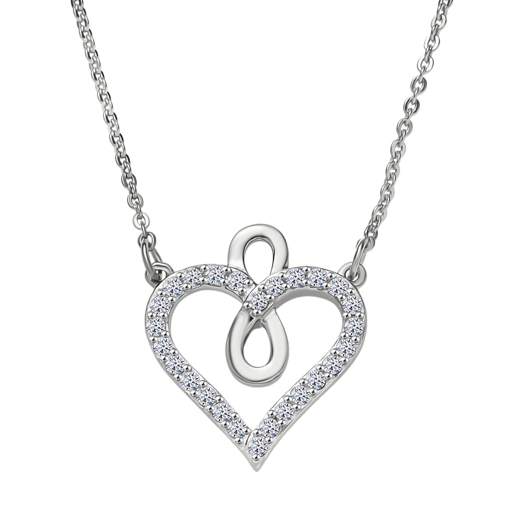 Luxuriant Lab Grown Diamond Heart Necklace (Size - 20) in Rhodium Overlay Sterling Silver 0.25 Ct._8192179