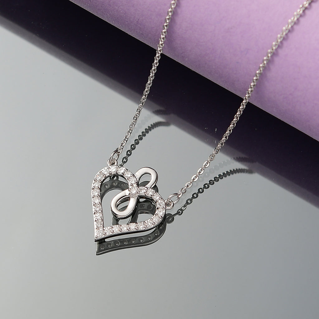 Luxuriant Lab Grown Diamond Heart Necklace (Size - 20) in Rhodium Overlay Sterling Silver 0.25 Ct._8192179_2