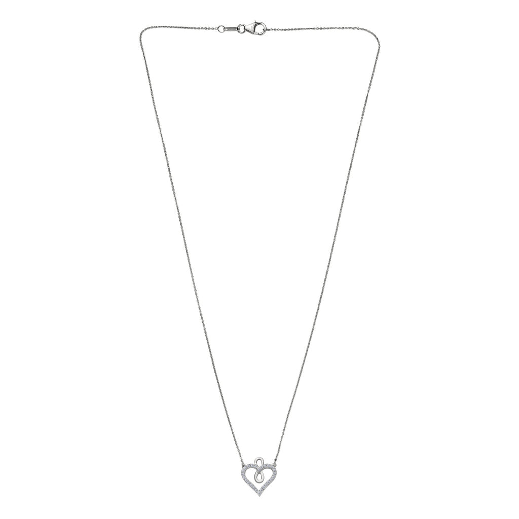 Luxuriant Lab Grown Diamond Heart Necklace (Size - 20) in Rhodium Overlay Sterling Silver 0.25 Ct._8192179_3