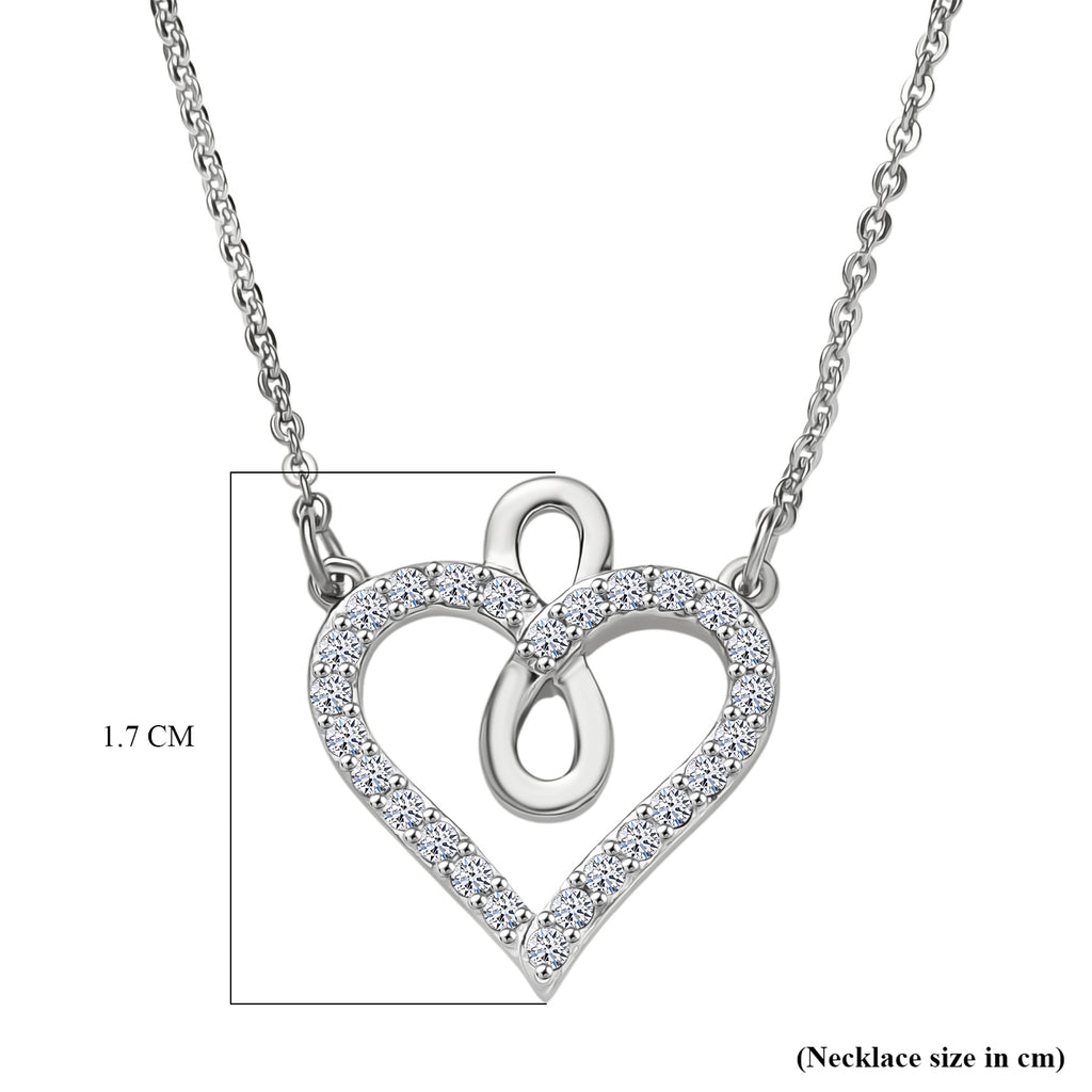 Luxuriant Lab Grown Diamond Heart Necklace (Size - 20) in Rhodium Overlay Sterling Silver 0.25 Ct._8192179_5