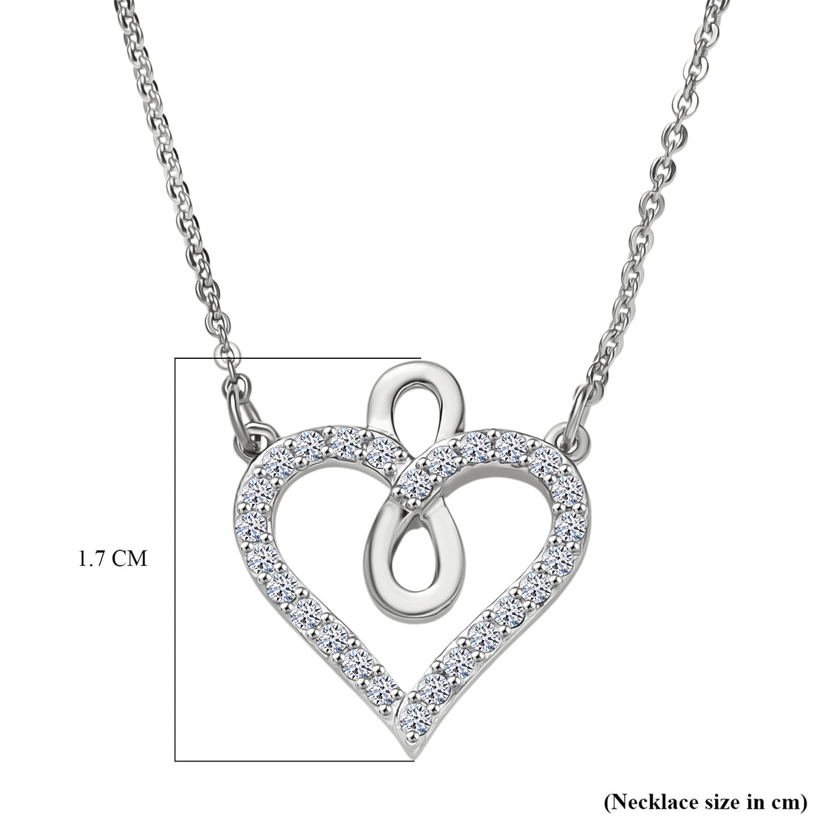 LUXURIANT Lab Grown Diamond Heart Necklace (Size - 20) in Rhodium Overlay Sterling Silver 0.25 Ct. 8192179 6