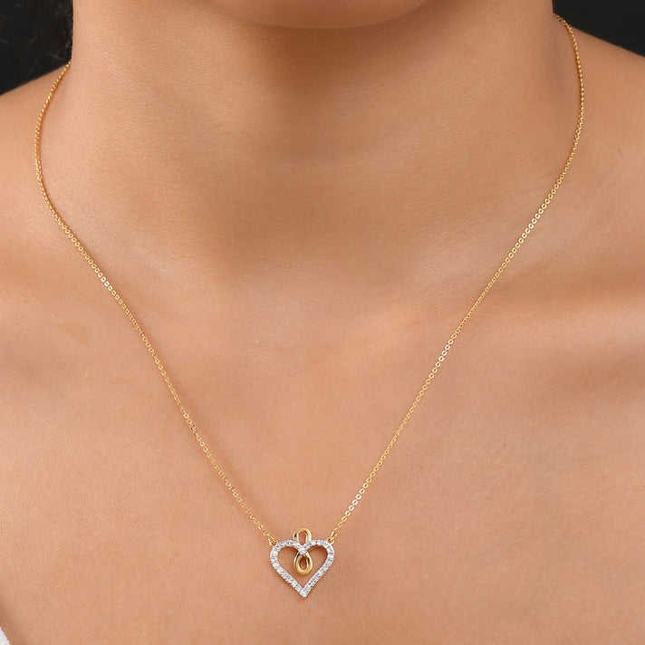 LUXURIANT Lab Grown Diamond Heart Necklace (Size - 20) in 18K Yellow Gold Vermeil Over Sterling Silver 0.25 Ct. 8192180 2