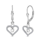 Luxuriant SI-G/H Lab Grown Diamond Heart Earring with Lever Back in Rhodium Overlay Sterling Silver_8192183