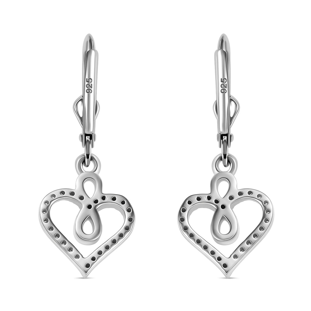 Luxuriant SI-G/H Lab Grown Diamond Heart Earring with Lever Back in Rhodium Overlay Sterling Silver_8192183_4