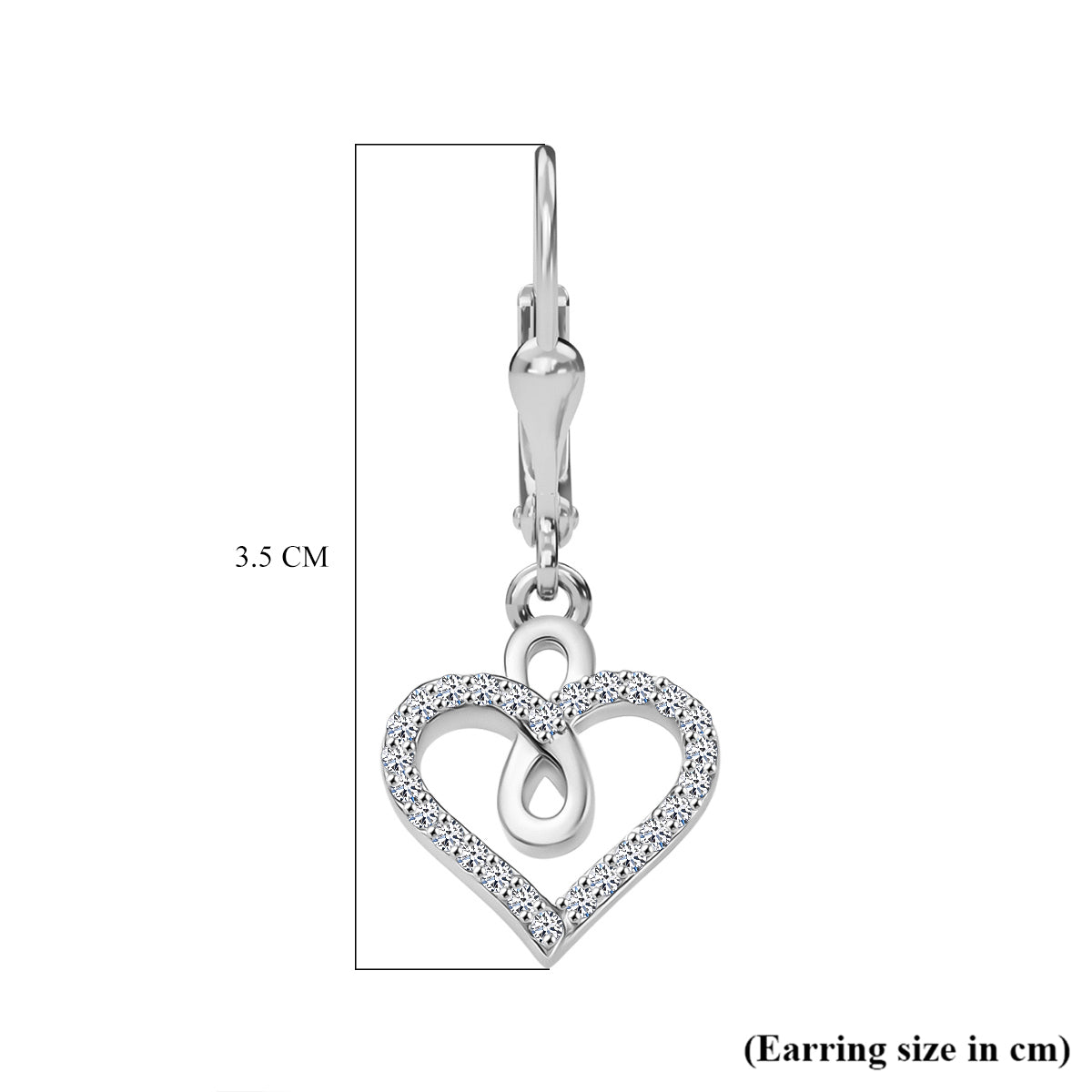 LUXURIANT Lab Grown Diamond Heart Earring with Lever Back in Rhodium Overlay Sterling Silver 0.25 Ct. 8192183 6