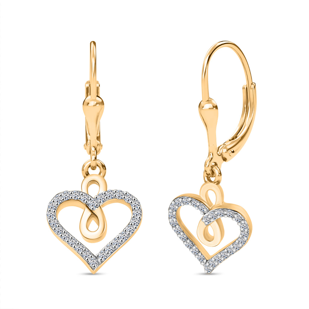 Luxuriant SI-G/H Lab Grown Diamond Heart Earring with Lever Back in 18K Vermeil Yellow Gold Plated Sterling Silver_8192184