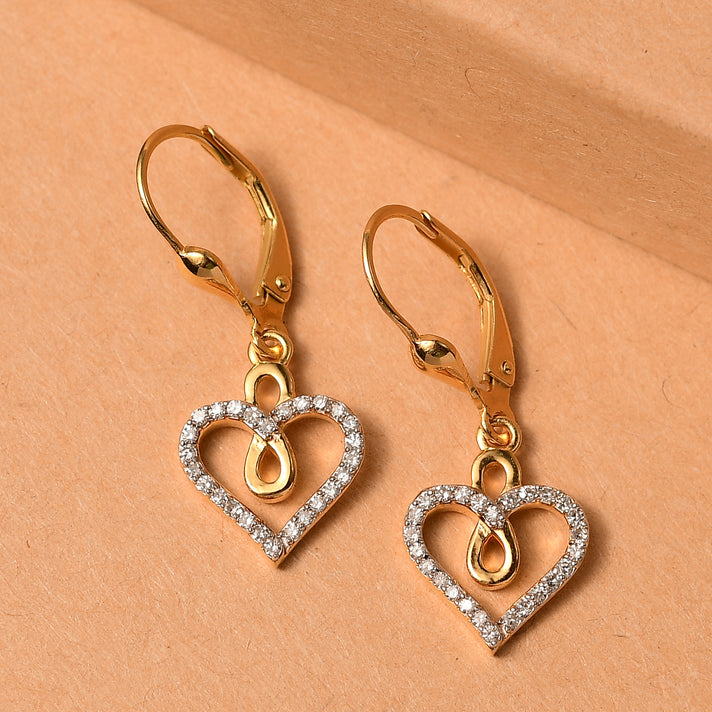 LUXURIANT Lab Grown Diamond Heart Earring with Lever Back in 18K Yellow Gold Vermeil Sterling Silver 8192184 2