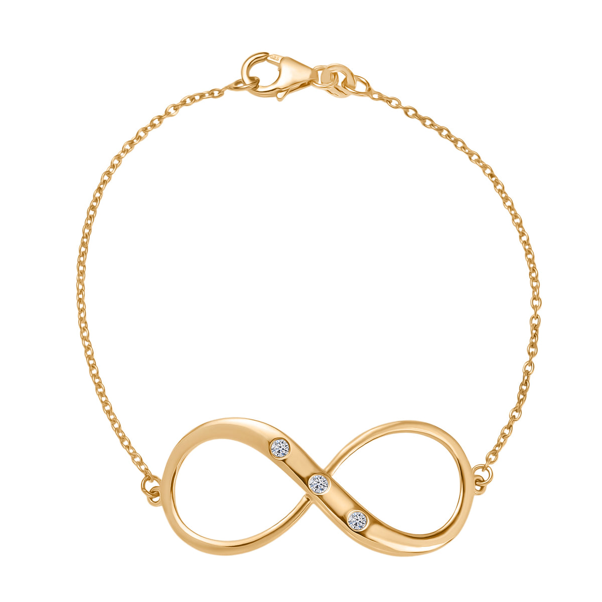 LUXURIANT Lab Grown Diamond Infinity Bracelet (Size - 7.5) with Lobster Clasp in 18K Vermeil Yellow Gold Over Sterling Silver (SI-G-H) 8192185 0