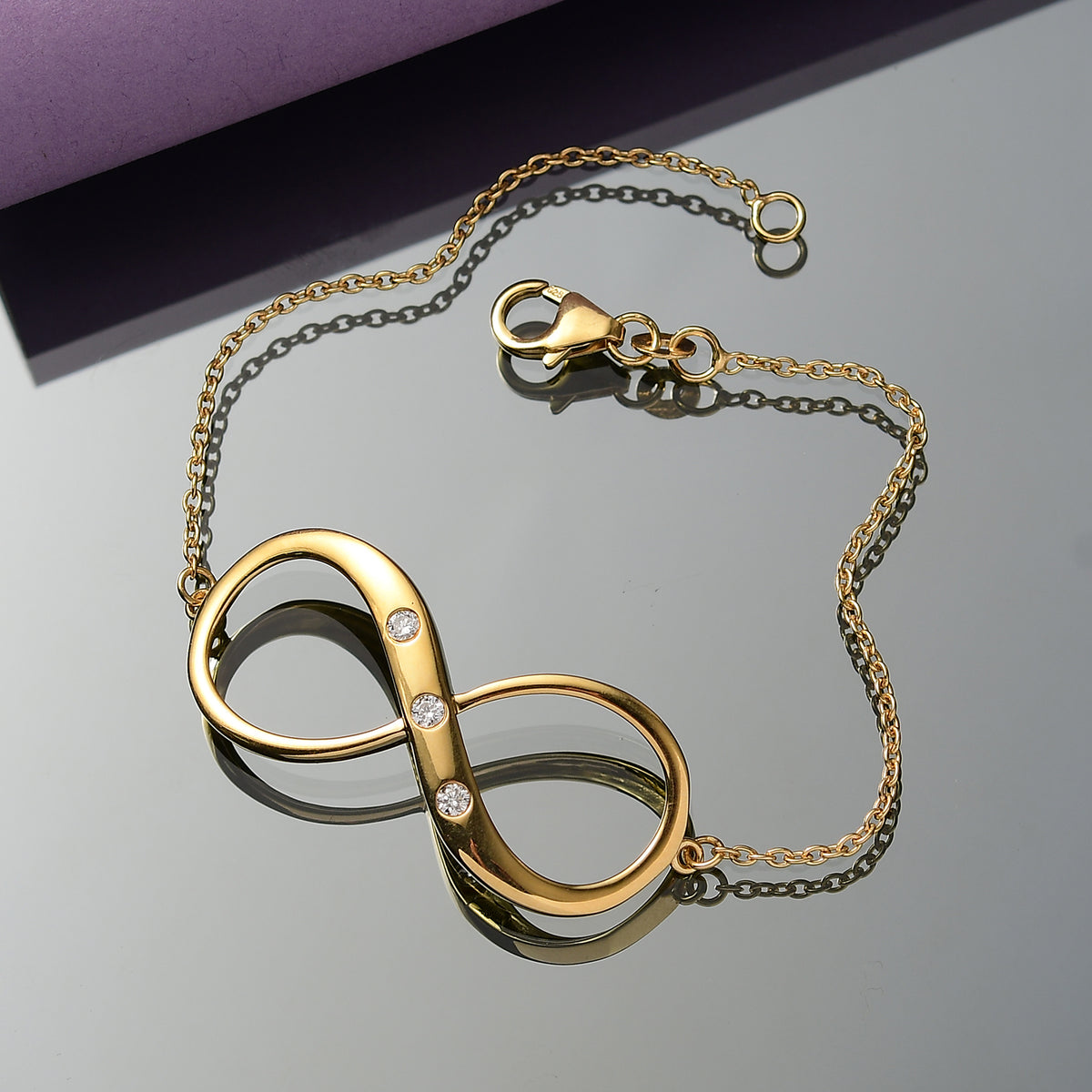 LUXURIANT Lab Grown Diamond Infinity Bracelet (Size - 7.5) with Lobster Clasp in 18K Vermeil Yellow Gold Over Sterling Silver (SI-G-H) 8192185 2