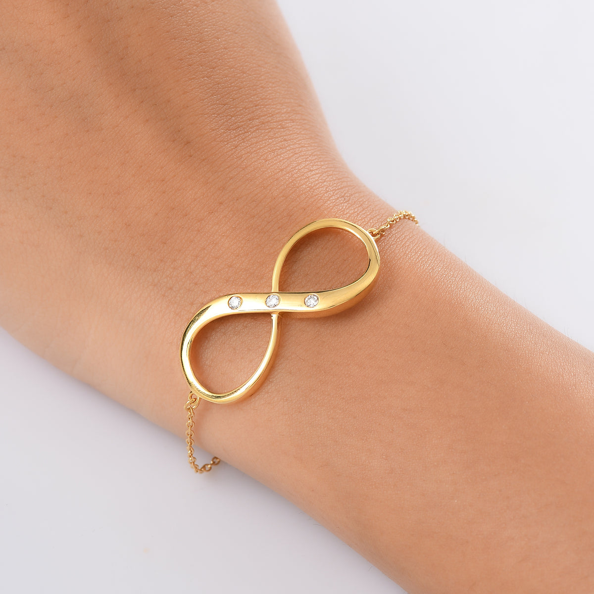 LUXURIANT Lab Grown Diamond Infinity Bracelet (Size - 7.5) with Lobster Clasp in 18K Vermeil Yellow Gold Over Sterling Silver (SI-G-H) 8192185 3