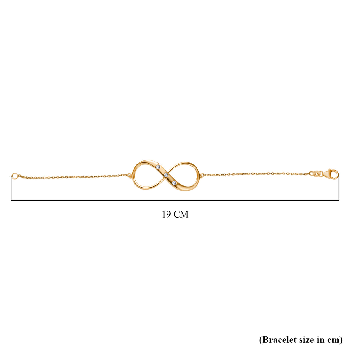 LUXURIANT Lab Grown Diamond Infinity Bracelet (Size - 7.5) with Lobster Clasp in 18K Vermeil Yellow Gold Over Sterling Silver (SI-G-H) 8192185 5