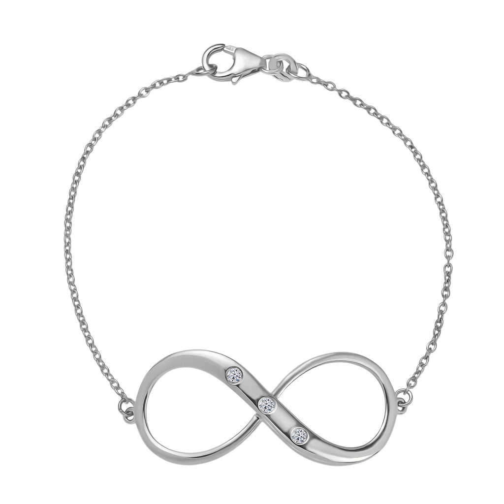 Luxuriant Lab Grown Diamond (SI-G/H) Infinity Bracelet (Size - 7.5) with Lobster Clasp in Rhodium Overlay Sterling Silver_8192186