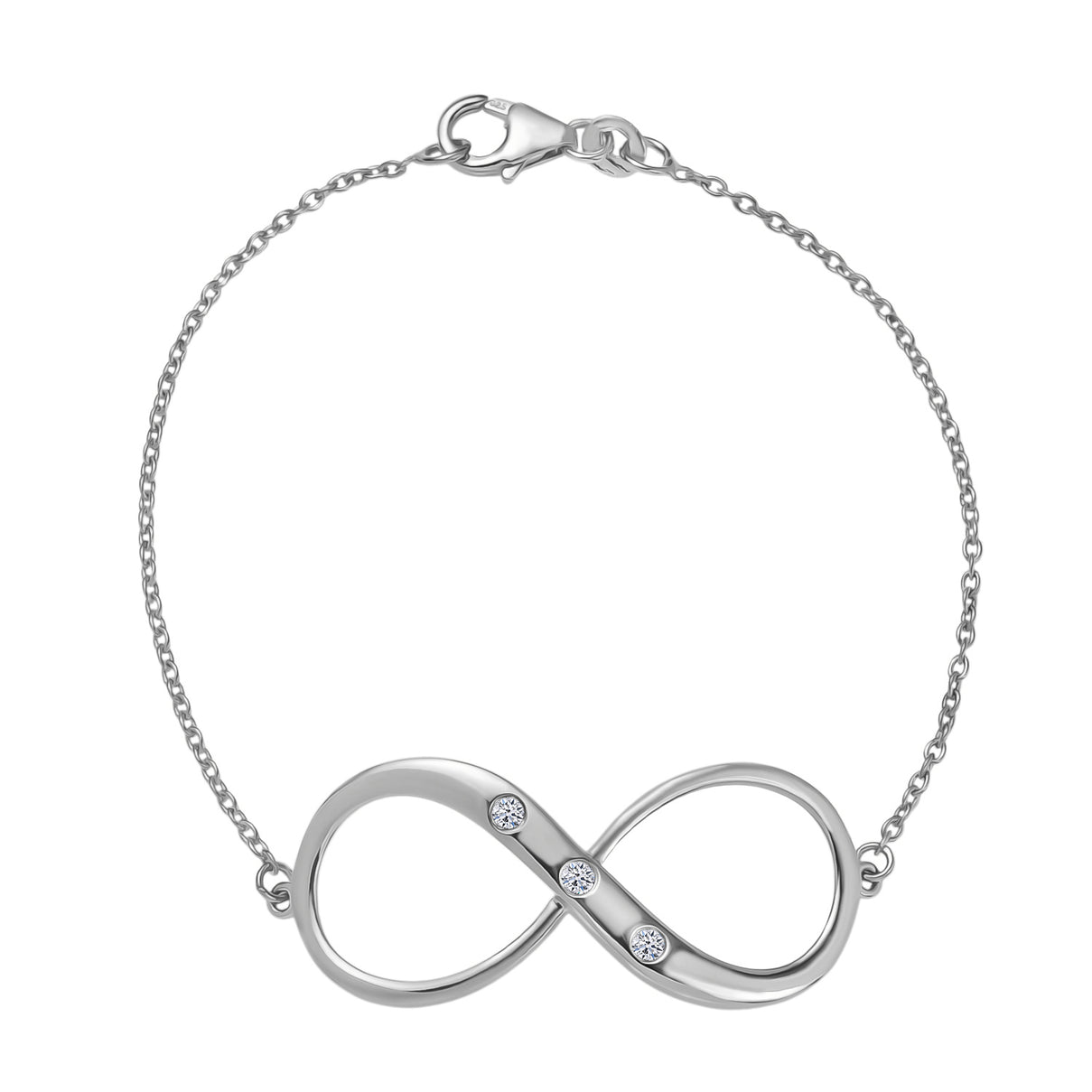 LUXURIANT Lab Grown Diamond Infinity Bracelet (Size - 7.5) with Lobster Clasp in Rhodium Overlay Sterling Silver (SI-G-H) 8192186 0