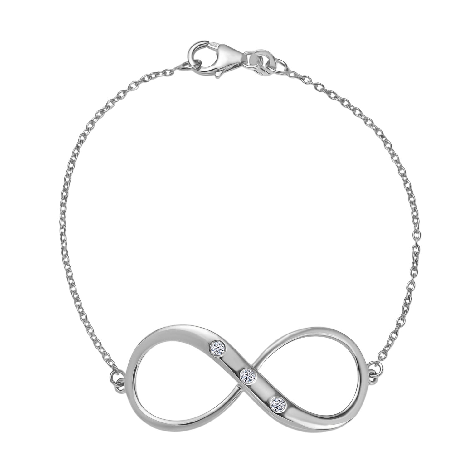 LUXURIANT Lab Grown Diamond Infinity Bracelet (Size - 7.5) with Lobster Clasp in Rhodium Overlay Sterling Silver (SI-G-H) 8192186 0
