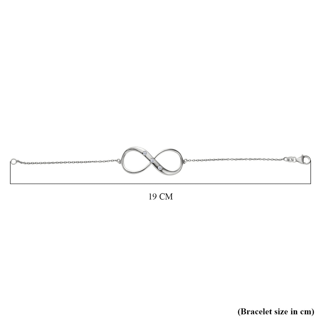 Luxuriant Lab Grown Diamond (SI-G/H) Infinity Bracelet (Size - 7.5) with Lobster Clasp in Rhodium Overlay Sterling Silver_8192186_4