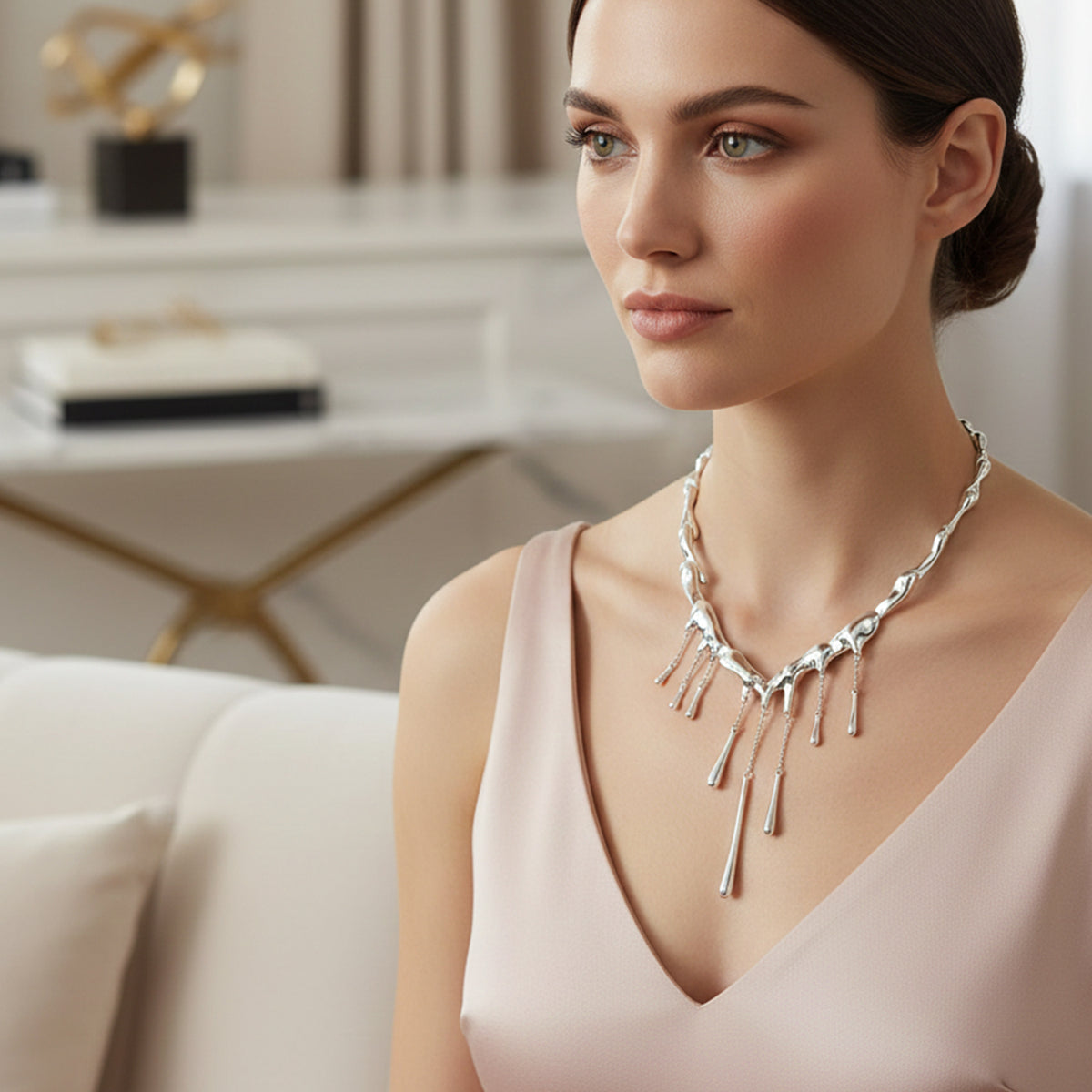 LUCY Q Iconic Catwalk Collection - Drip Necklace in Rhodium Overlay Sterling Silver (Size 16-20) with Lobster Clasp 8192302 3