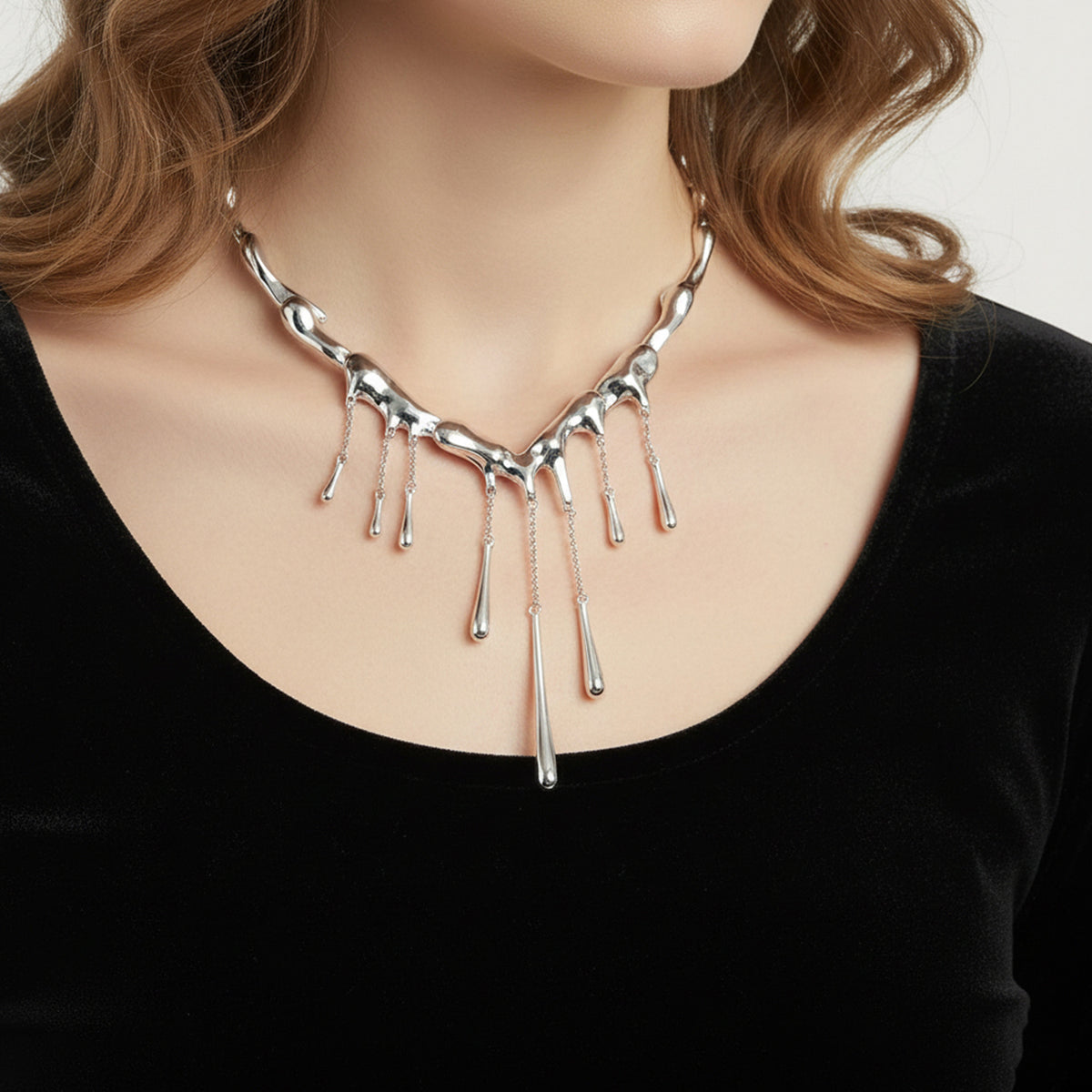 LUCY Q Iconic Catwalk Collection - Drip Necklace in Rhodium Overlay Sterling Silver (Size 16-20) with Lobster Clasp 8192302 4