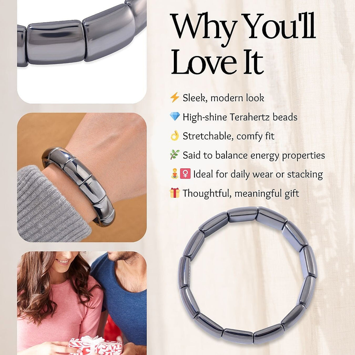 Terahertz Stone Bracelet (Size 7.5 Stretchable) 171.00 Ct. 8192668 4