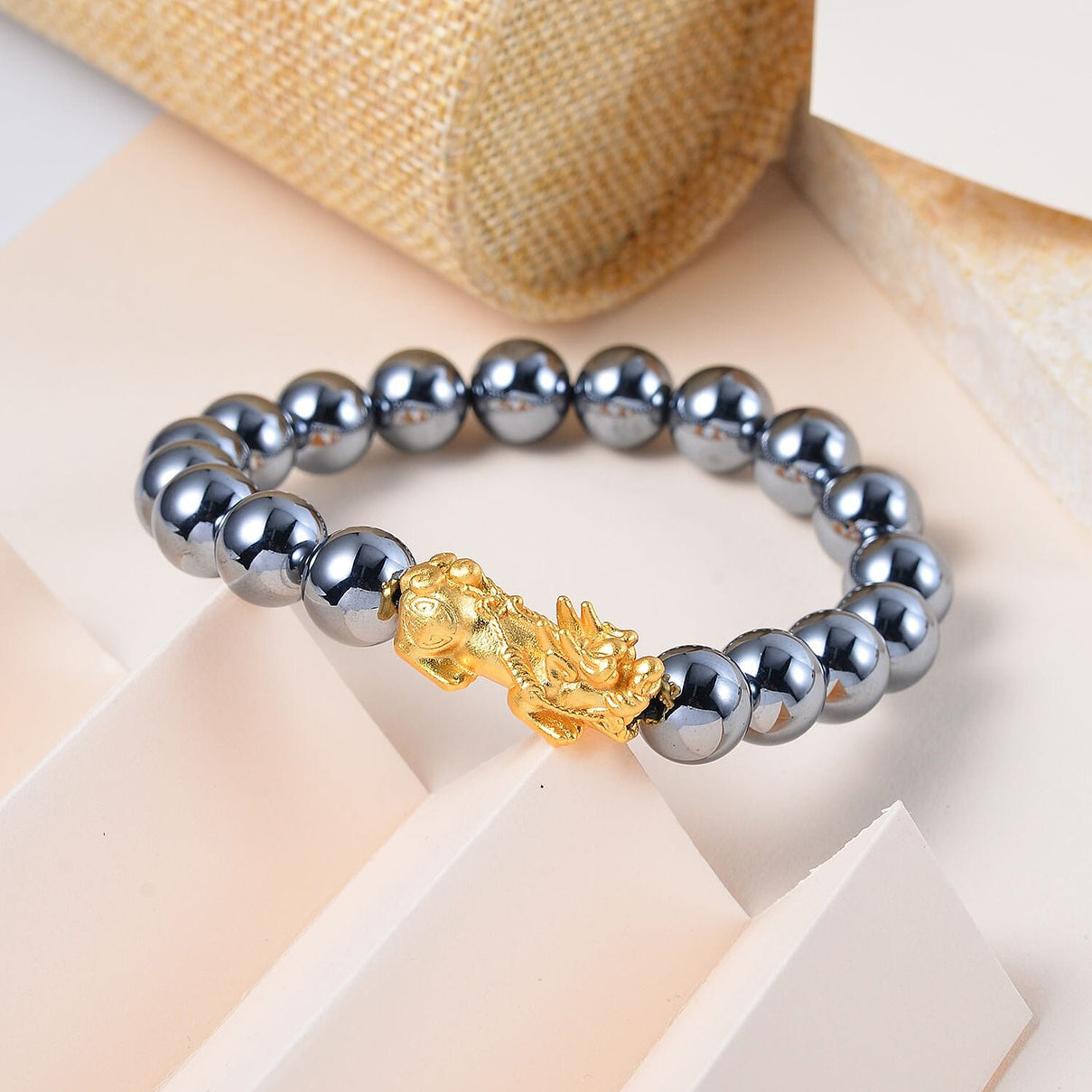 Terahertz Bracelet (Size 7.5 Stretchable) with Pixiu in Yellow Gold Plating Sterling Silver 128.00 Ct. 8192686 2