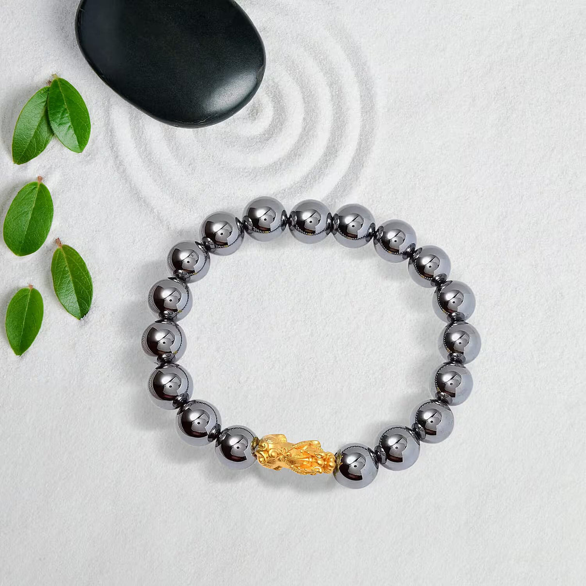 Terahertz Bracelet (Size 7.5 Stretchable) with Pixiu in Yellow Gold Plating Sterling Silver 128.00 Ct. 8192686 5