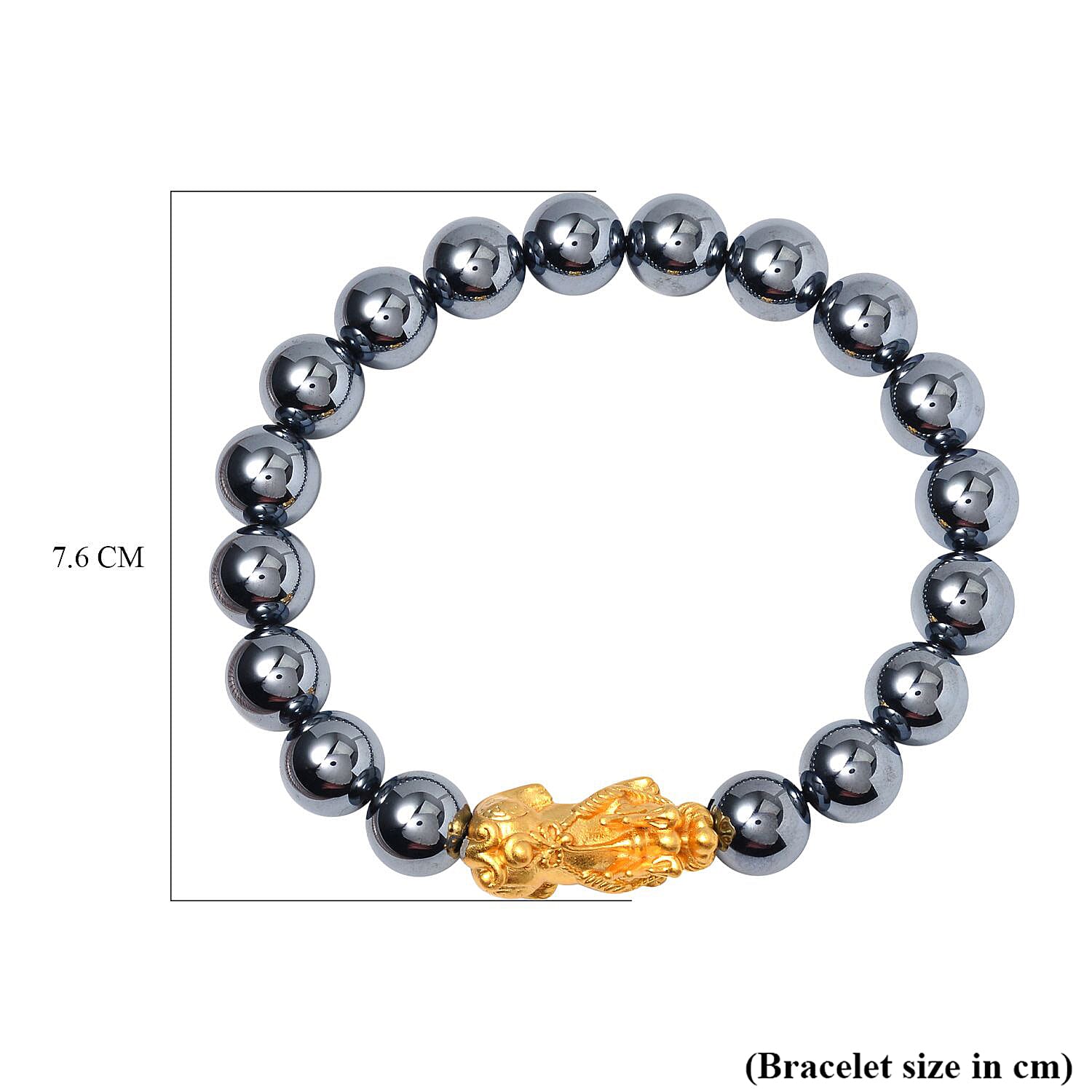 Terahertz Bracelet (Size 7.5 Stretchable) with Pixiu in Yellow Gold Plating Sterling Silver 128.00 Ct. 8192686 7