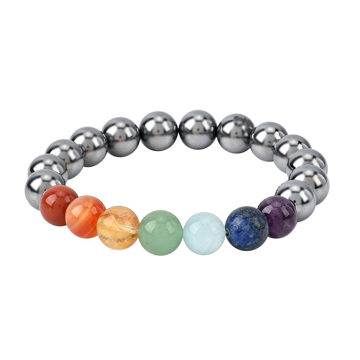 Terahertz &amp; Multi Gemstones Beads Stone Bracelet (Size 7.5 Stretchable) 140.00 Ct. V32355681 5