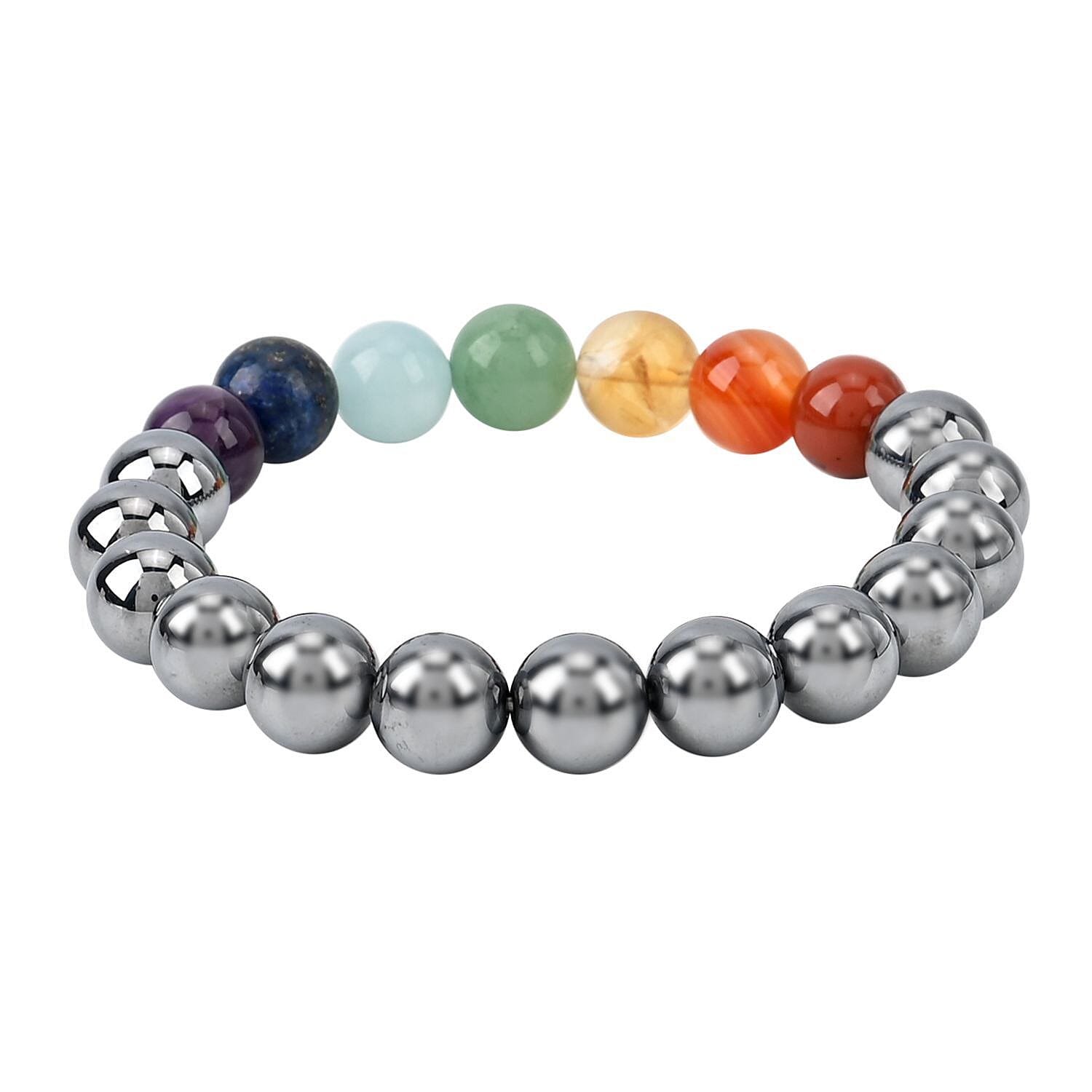 Terahertz &amp; Multi Gemstones Beads Stone Bracelet (Size 7.5 Stretchable) 140.00 Ct. V32357946 6