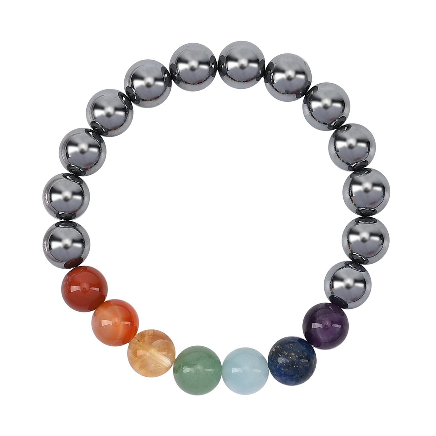 Terahertz &amp; Multi Gemstones Beads Stone Bracelet (Size 7.5 Stretchable) 140.00 Ct. V32355681 0