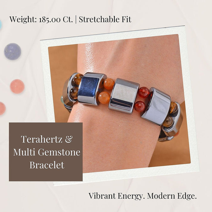 Terahertz &amp; Multi Gemstones Beads Stone Bracelet (Size 7.5 Stretchable) 185.00 Ct. 8192694 2
