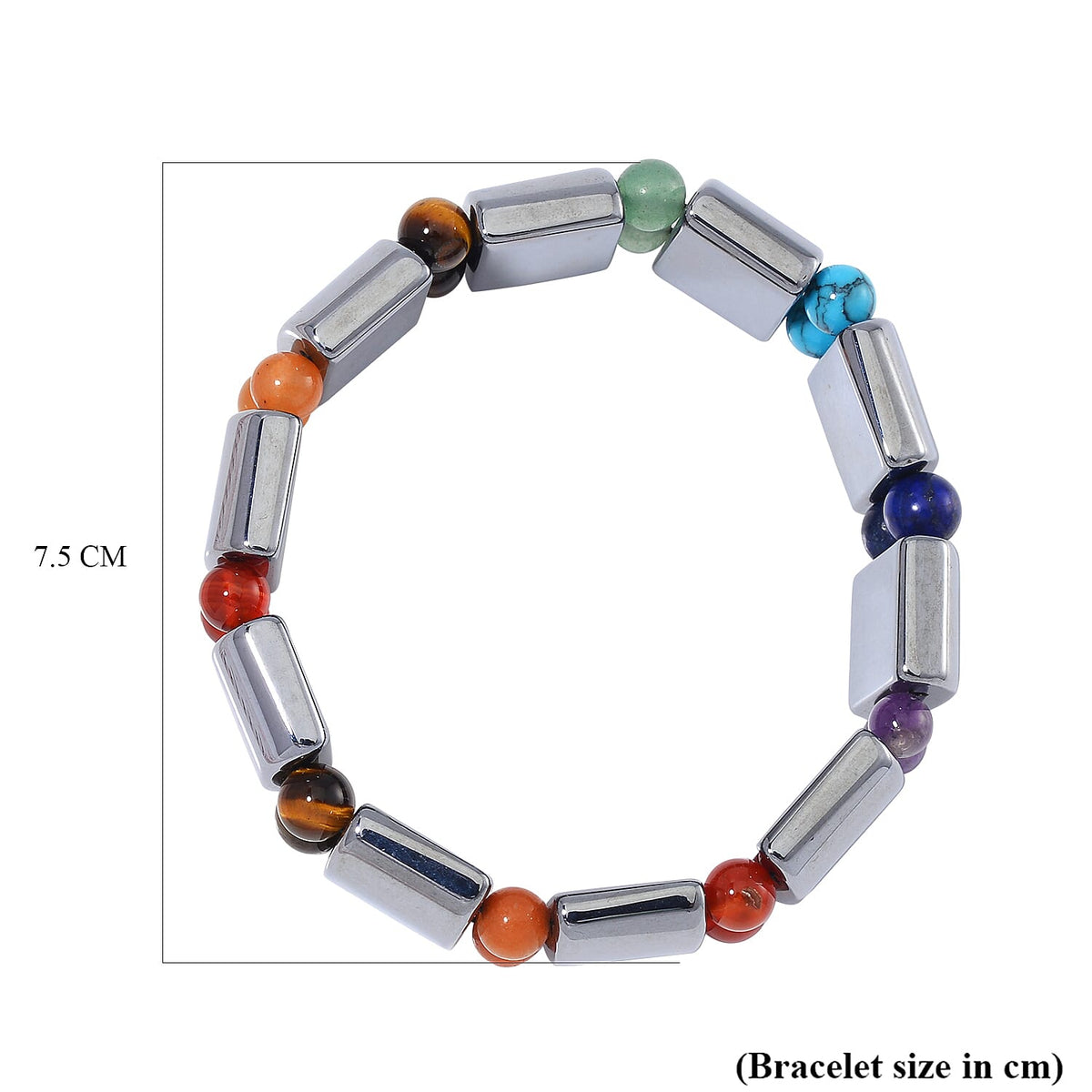 Terahertz &amp; Multi Gemstones Beads Stone Bracelet (Size 7.5 Stretchable) 185.00 Ct. 8192694 6