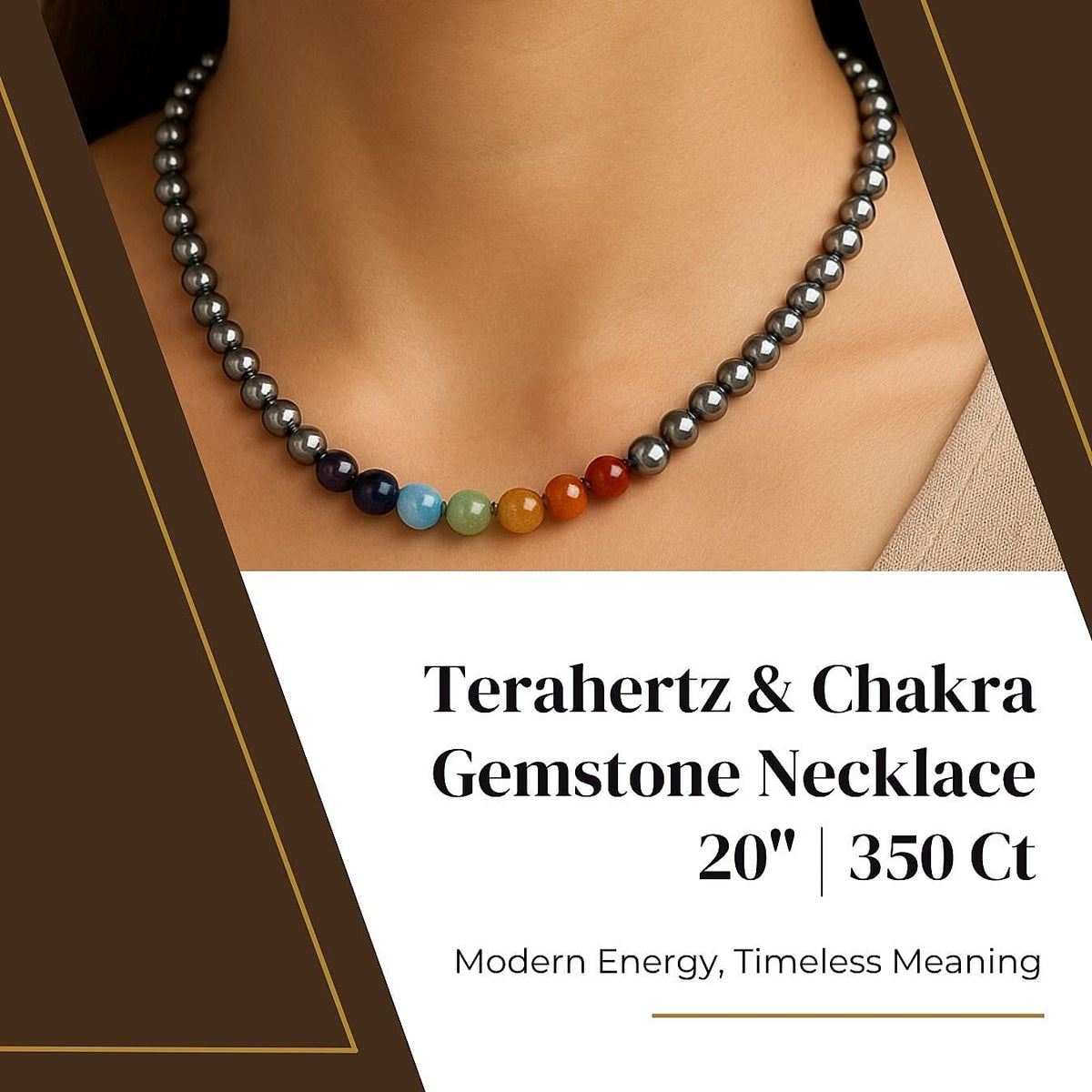 Terahertz and Multi Gemstones Beads Necklace with Magnetic Clasp (Size - 20) in Rhodium Overlay Sterling Silver 350 Ct. 8192701 2