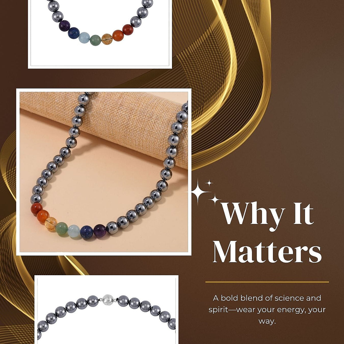 Terahertz and Multi Gemstones Beads Necklace with Magnetic Clasp (Size - 20) in Rhodium Overlay Sterling Silver 350 Ct. 8192701 3