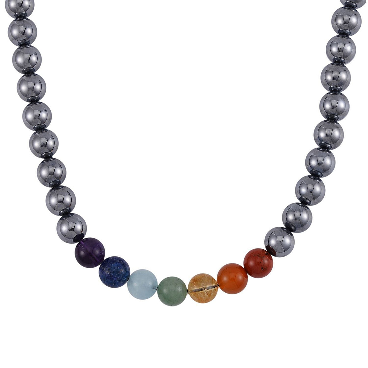 Terahertz and Multi Gemstones Beads Necklace with Magnetic Clasp (Size - 20) in Rhodium Overlay Sterling Silver 350 Ct. 8192701 6