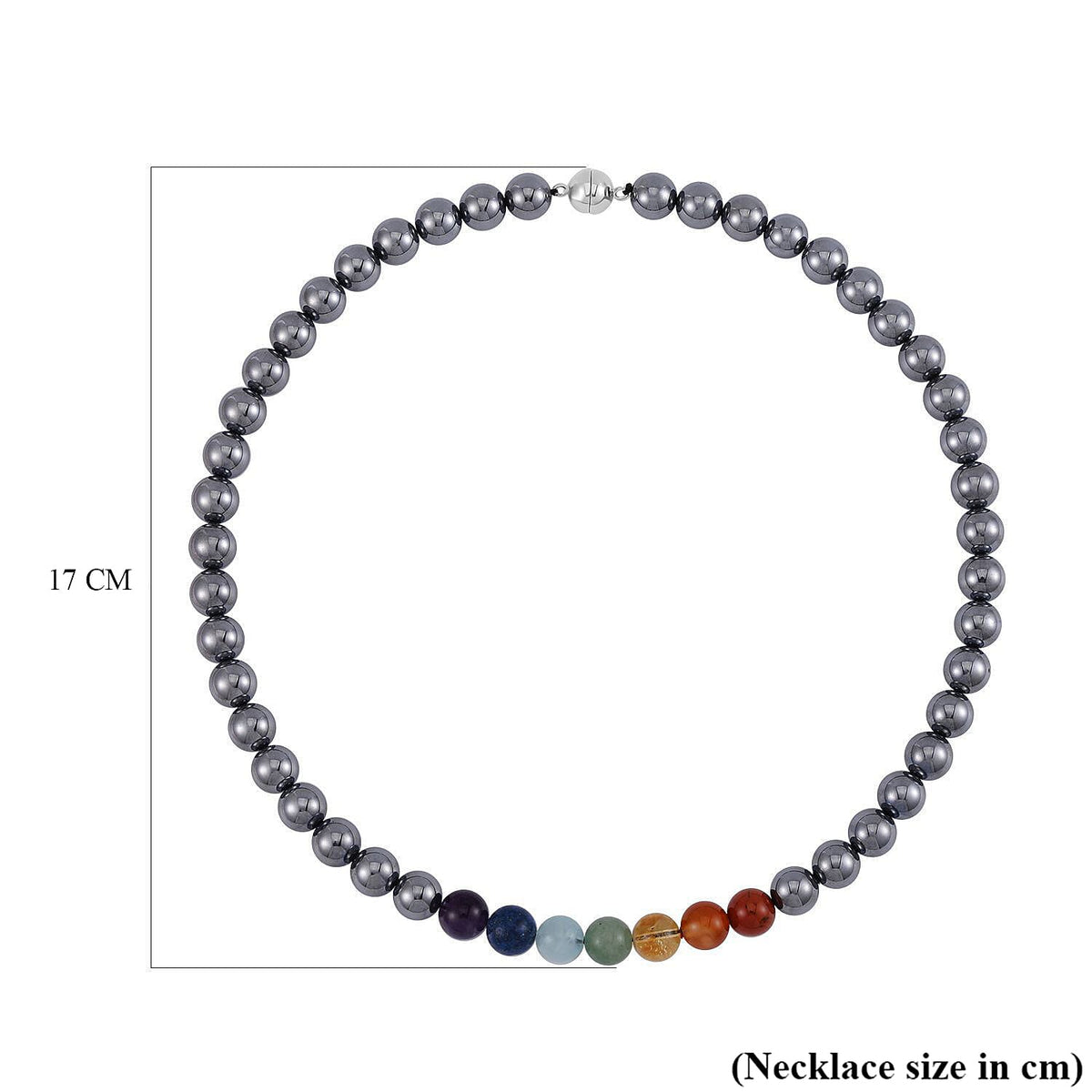 Terahertz and Multi Gemstones Beads Necklace with Magnetic Clasp (Size - 20) in Rhodium Overlay Sterling Silver 350 Ct. 8192701 7