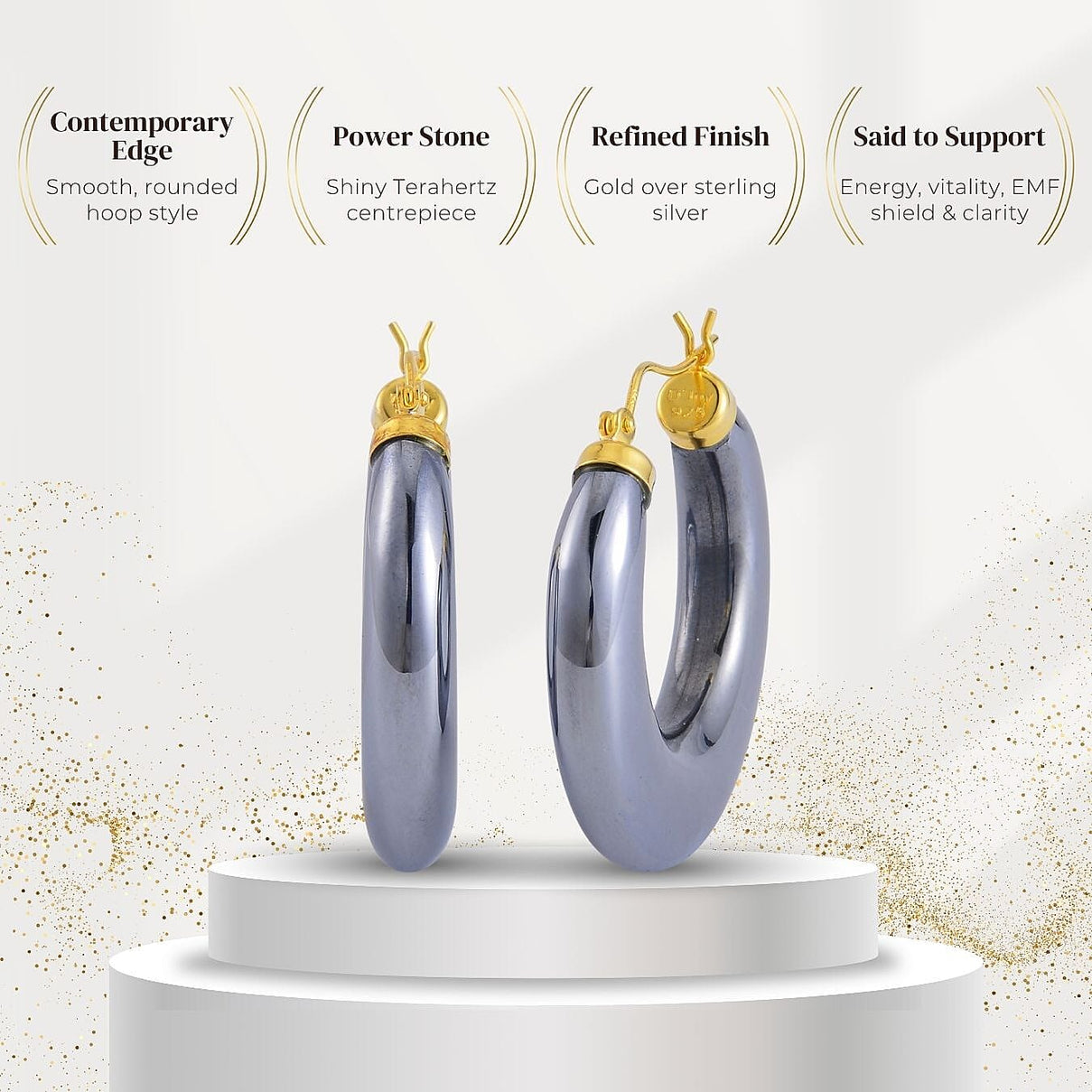 Terahertz Hoop Earring with Clasp in Yellow Gold Plating Sterling Silver 63.70 Ct. 8192724 5