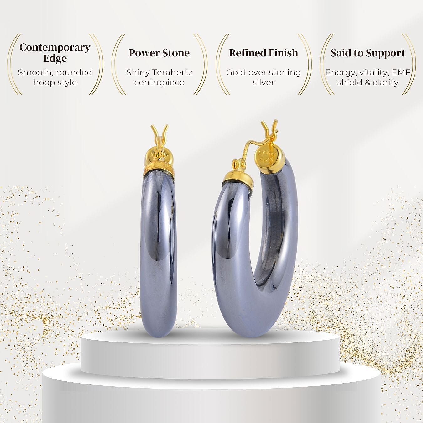 Terahertz Hoop Earring with Clasp in Yellow Gold Plating Sterling Silver 63.70 Ct. 8192724 5