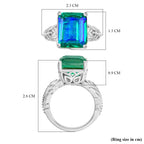 D'joy Peacock Triplet Quartz Solitaire Ring in Rhodium Overlay Sterling Silver 7.31 Ct._8192859_5