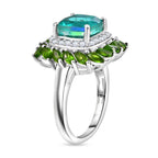 D'joy Peacock Triplet Quartz, Natural Chrome Diopside & Moissanite Ring in Rhodium Overlay Sterling Silver 5.11 Ct._8192959_3