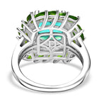 D'joy Peacock Triplet Quartz, Natural Chrome Diopside & Moissanite Ring in Rhodium Overlay Sterling Silver 5.11 Ct._8192959_4